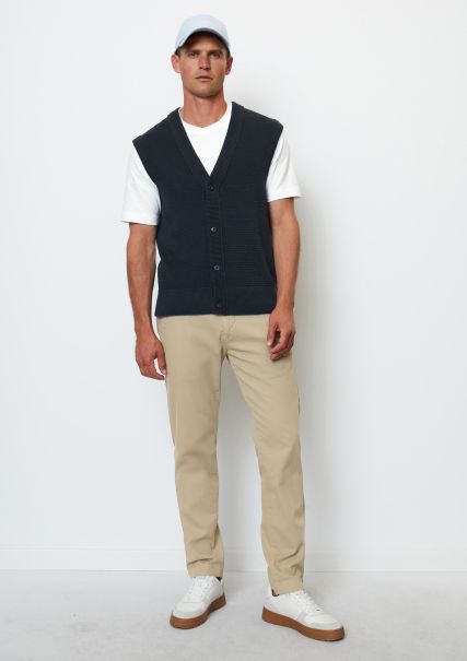 Dark Navy Robust Cardigans Knitted Waistcoat In A Relaxed Fit In Cotton Slub Fabric Men