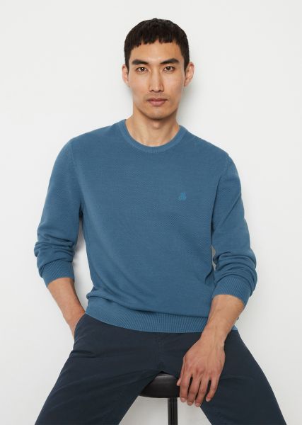 Dependable Organic Cotton Sweater Regular With Fine Piqué Structure Wedgewood Men Knitted Pullover