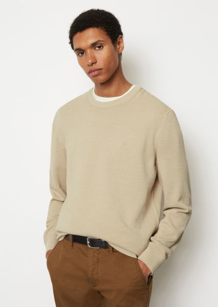 Men Efficient Pure Cashmere Knitted Pullover Organic Cotton Sweater Regular With Fine Piqué Structure