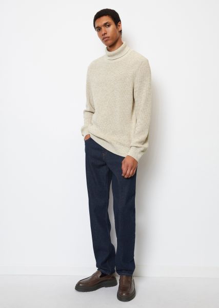 White Cotton Men 2024 Dfc Sweater Regular With Turtleneck Knitted Pullover