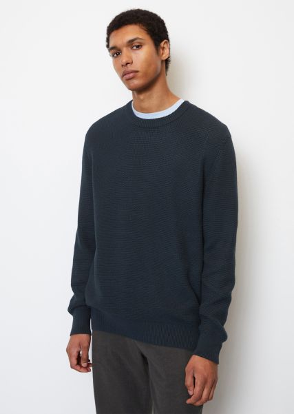 Dark Navy Knitted Pullover Men Dfc Sweater Regular From Organic Cotton Low Cost