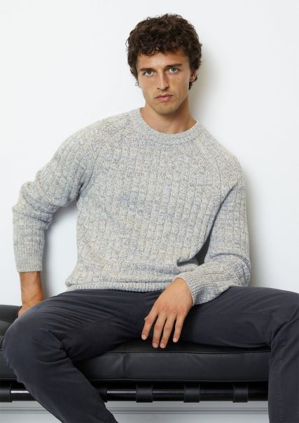 Ribbed Knit Jumper Regular Made From Pure Organic Cotton White Cotton Cutting-Edge Men Knitted Pullover