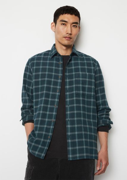 Long Sleeve Shirt Regular Made From Pure Organic Cotton Twill Shirts Multi/Varcity Blue Cut-Price Men