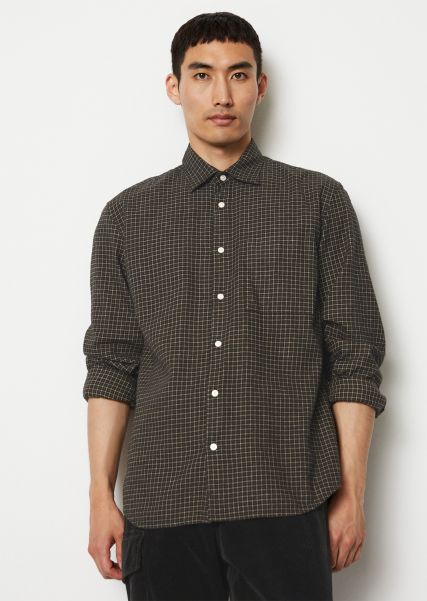 Multi/Black Long Sleeve Shirt Regular Made From Lightweight Organic Cotton Flannel Sustainable Men Shirts