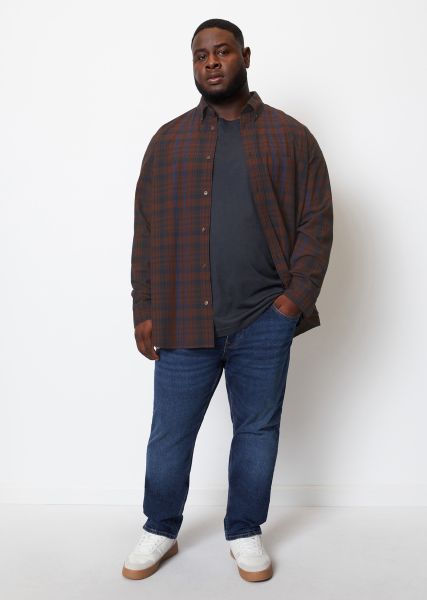 Men Long Sleeve Shirt Regular Made Of Pure Organic Cotton Shirts Order Multi/Crimson Brown