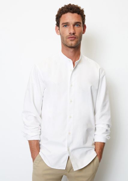 Men Shirts Long Sleeve Oxford Shirt With A Stand-Up Collar In A Regular Fit Made From Pure Organic Cotton White Elegant