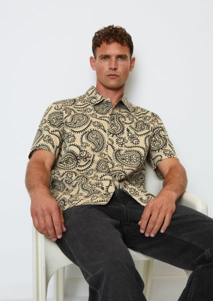 Shirts Outlet Paisley Short-Sleeved Shirt In A Regular Fit Made From Pure Organic Cotton Men Multi/Pure Cashmere