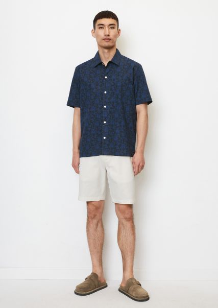 Dependable Short-Sleeve Shirt With An All-Over Floral Print Multi/Dark Navy Shirts Men