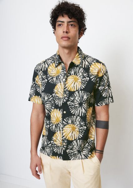 Multi/ Dark Navy Men Sale Shirts Short-Sleeve Shirt With A Summery All-Over Print