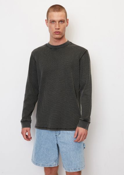 T-Shirts Long Sleeve Top In A Relaxed Fit With A Waffle Texture Black Chic Men