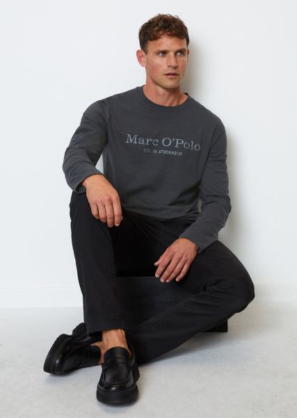 Dark Navy Logo Longsleeve Regular Made From High Quality Organic Cotton Optimize Men T-Shirts