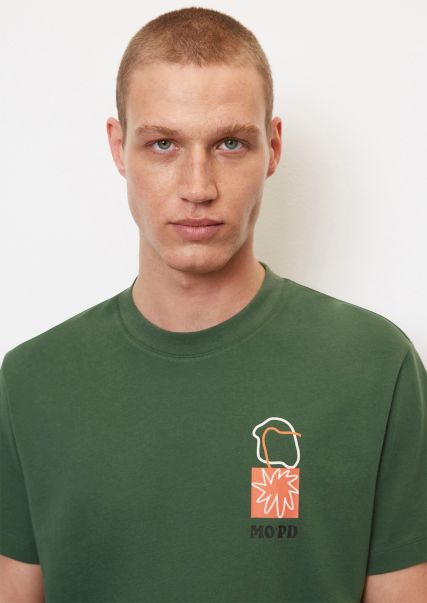 Men Splendor Green T-Shirts T-Shirt Relaxed With A Distinctive Print On The Back Depending On The Colour Cut-Price