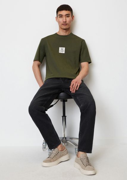 Plush Men T-Shirts T-Shirt, Shaped Fit From Organic Cotton Burnt Leaf