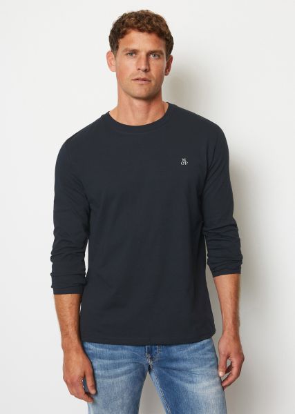 Dark Navy Basic Longsleeve Shaped Made From Pure Organic Cotton T-Shirts Men Vintage