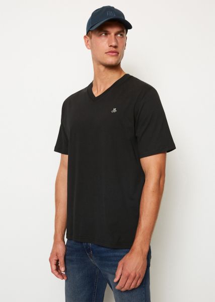Men Exclusive Basic V-Neck T-Shirt, Regular Fit Made From Pure Organic Cotton Black T-Shirts