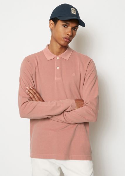 Long Sleeve Polo Shirt Cotton Lycra Piqué Regular Made From Organic Cotton With Spandex Flushed Rose Men Online Polos