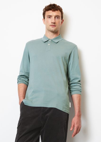 Lightly Charred Polos Men Unleash Long-Sleeved Regular Poloshirt From Soft Knitted Heavy Jersey