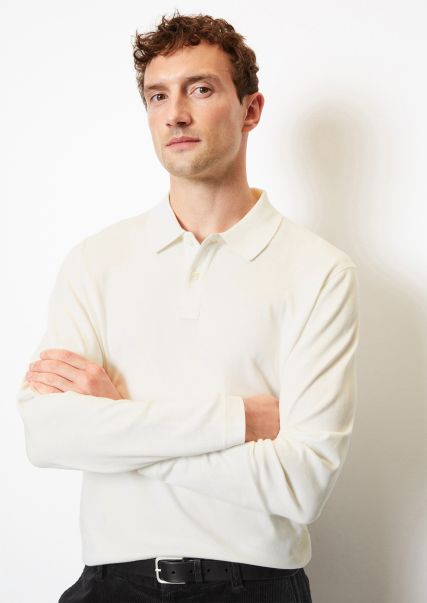 Polos Quick Long-Sleeved Regular Poloshirt From Soft Knitted Heavy Jersey Men Egg White