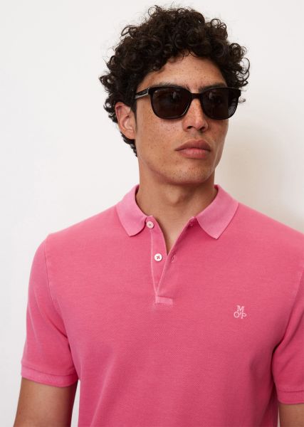 Polos Men Short Sleeve Polo Shirt In Piqué Fabric From Organic Cotton Stretch Shop Pop Of Pink