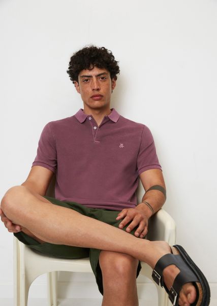 Grapeade Short Sleeve Polo Shirt In Piqué Fabric From Organic Cotton Stretch Men Deal Polos