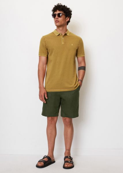 Buy Short Sleeve Polo Shirt In Piqué Fabric From Organic Cotton Stretch Polos Sandstone Men