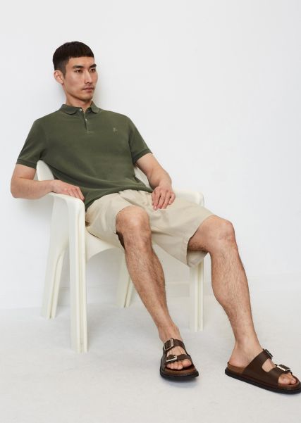Burnt Leaf Exceptional Men Short Sleeve Polo Shirt In Piqué Fabric From Organic Cotton Stretch Polos
