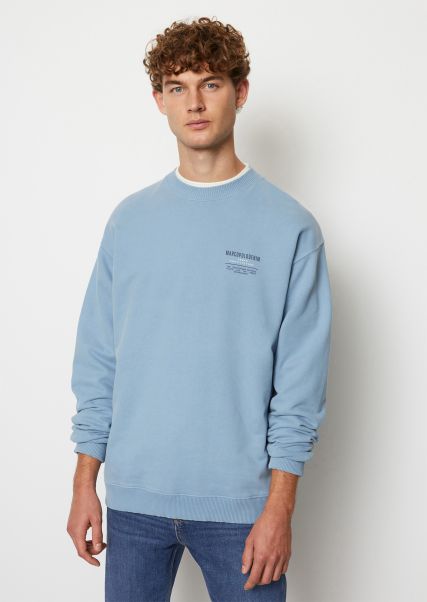 Sale Men Petroleum Sweatshirt Relaxed With Front And Back Print Sweaters