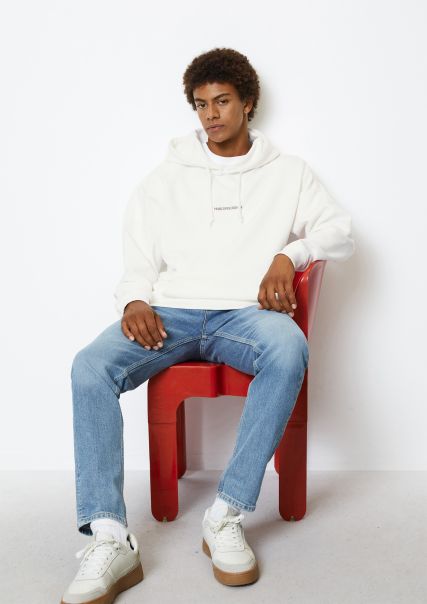 Hooded Oversized Sweatshirt With Cool Back Print Sweaters Cut-Price Egg White Men
