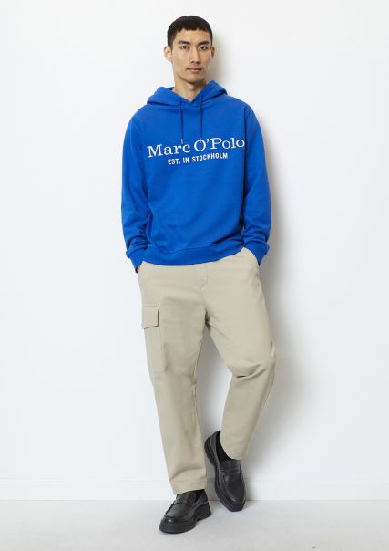 Cool Cobalt Hooded Sweatshirt In A Regular Fit Made From High Quality Organic Cotton Men Classic Sweaters