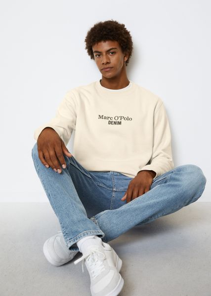 Men White Blush Dfc Sweatshirt Relaxed With Chest Logo 2024 Sweaters