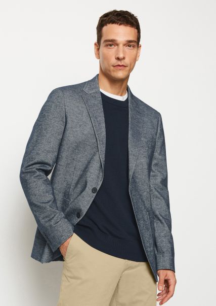 Melange Jacket Shaped From Organic Cotton Men Suits Ergonomic Gray Pin
