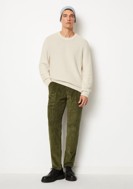 Men Trousers Comfortable Asher Green Corduroy Pants Model Osby Jogger Tapered Made From Pure Organic Cotton