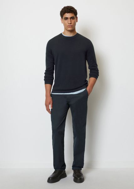 Nybyn Straight Chinos Made From Pure Organic Cotton Easy Dark Navy Men Trousers