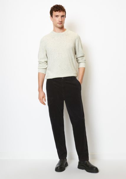 Cutting-Edge Black Pants Model Beslbo Cargo Relaxed Made From Soft Cotton Corduroy Men Trousers