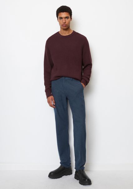 Multi/ Dark Navy Pants Model Osby Jogger Tapered Made Of Organic Cotton Mix In Wool Look Men Fresh Trousers