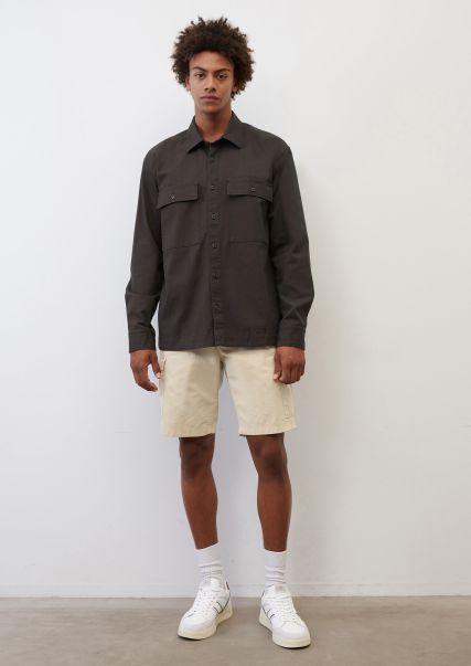 Men Shorts Solid Reso Cargo Chino Shorts Made Of Cotton Poplin Pure Cashmere