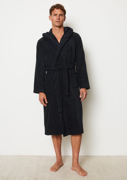 Buy Dark Navy Swimwear Men Men Bathrobe Model Timeless With Hood