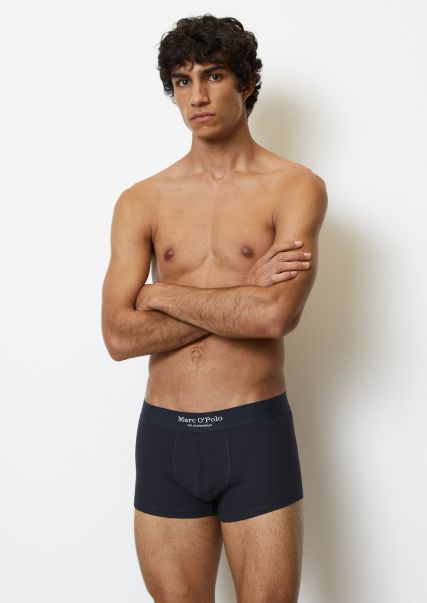 Genuine Men Underwear Navy Ribbed Trunk Made Of Blended Organic Cotton