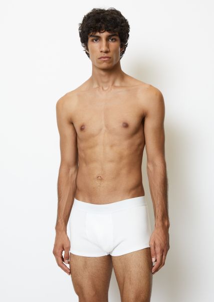 Sleek White Men Ribbed Trunk Made Of Blended Organic Cotton Underwear