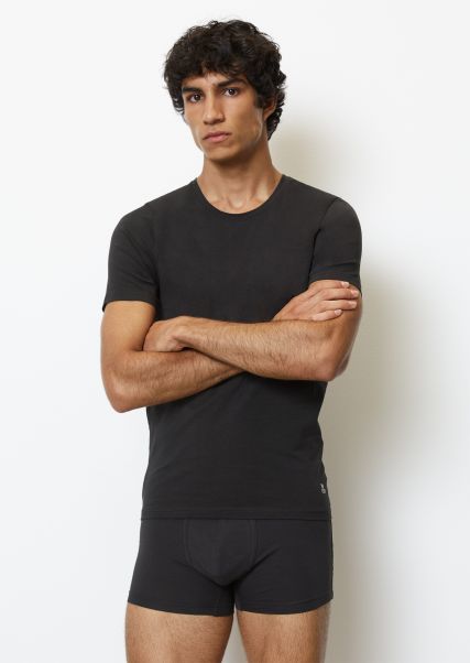 Lounge T-Shirt With Round Neckline In Set Of 2 Men Black Underwear Craft