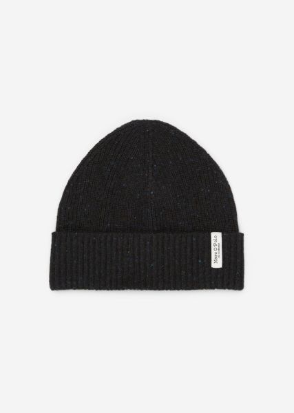Spacious Wool New Black Men Cap Made From Recycled Dobby Wool Mix