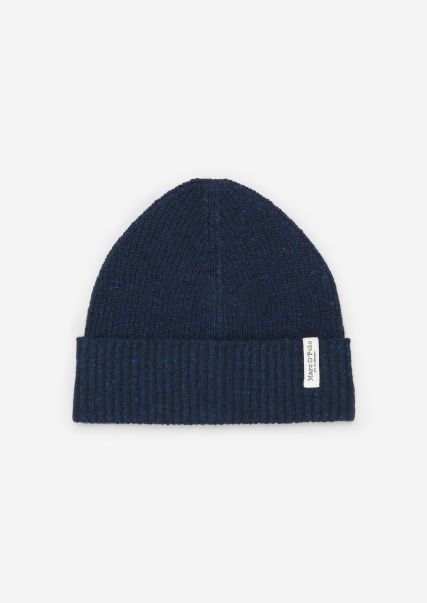 Wool New Men Cap Made From Recycled Dobby Wool Mix Dark Navy Genuine