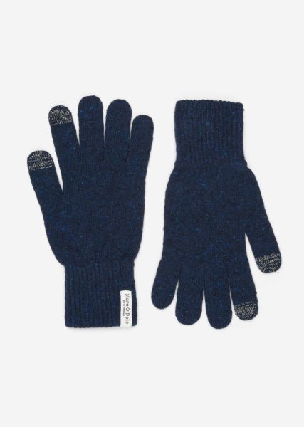 Secure Men Knitted Gloves Made From Soft Virgin Wool Mix Dark Navy Wool New