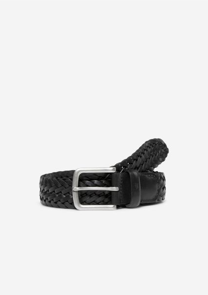 Black Uncompromising Accessories Men Braided Belt Made Of Elegant Cowhide