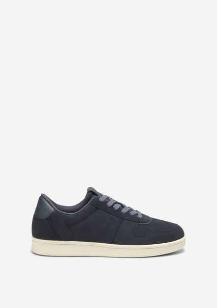 Sneaker Made Of Soft Suede Cowhide Men Easy-To-Use Navy Sneakers