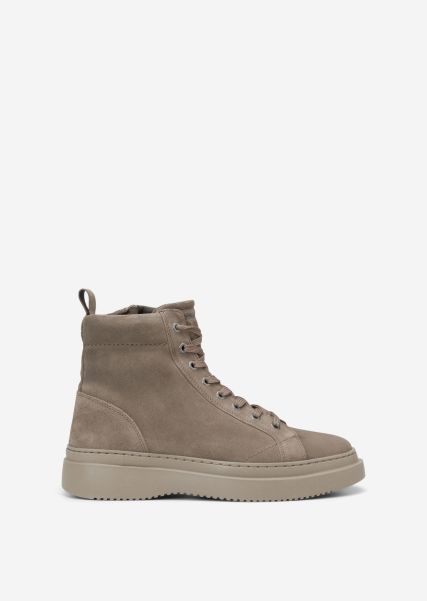 Lace Up Boots With Inner Zipper Men Boots Limited Time Offer Taupe