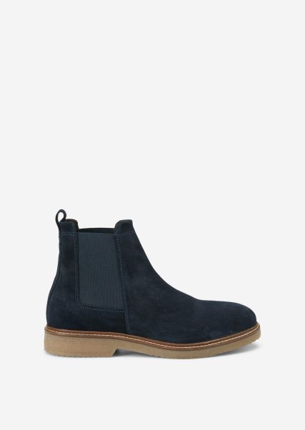 Efficient Boots Chelsea Boot Made Of Soft Suede Cowhide Navy Men