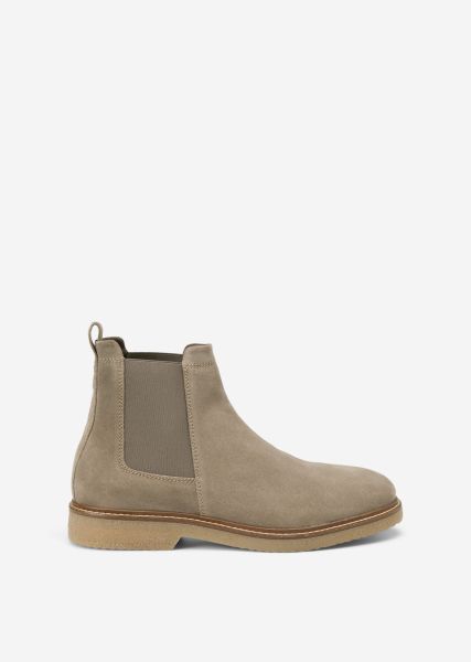 Taupe Chelsea Boot Made Of Soft Suede Cowhide Men 2024 Boots
