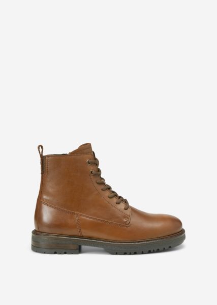 Men Boots Lace Up Boots Made From Fine Cowhide Stylish Cognac