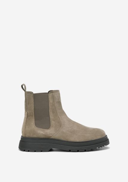 Limited Men Chelsea Boot Made From Fine Suede Cowhide Taupe Boots